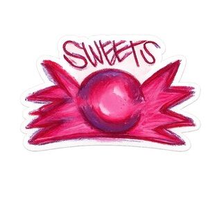 2 Pink 'Sweets' Stickers - Women Accessories, oil pastel art by me